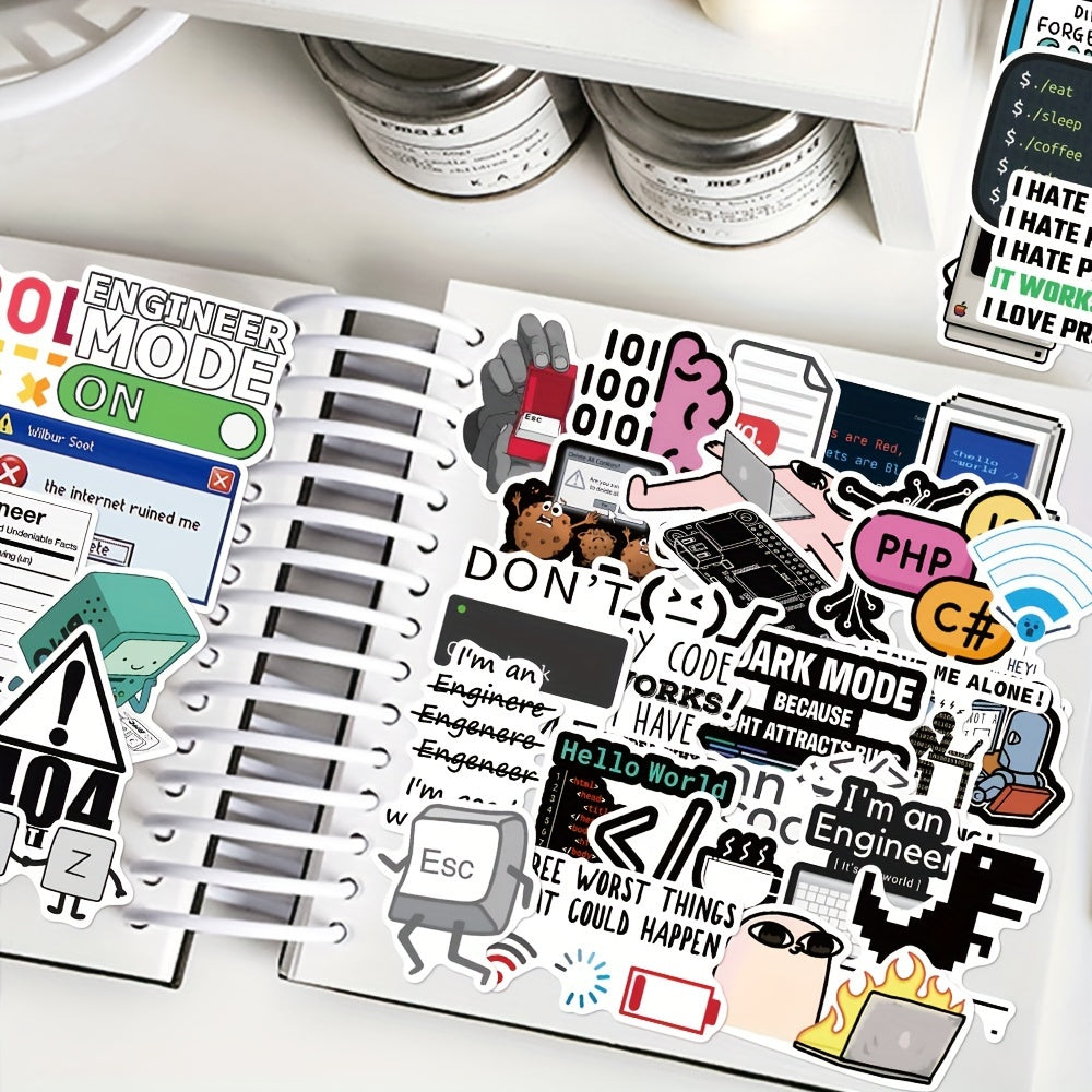50 pegatinas de programación tipo caricatura