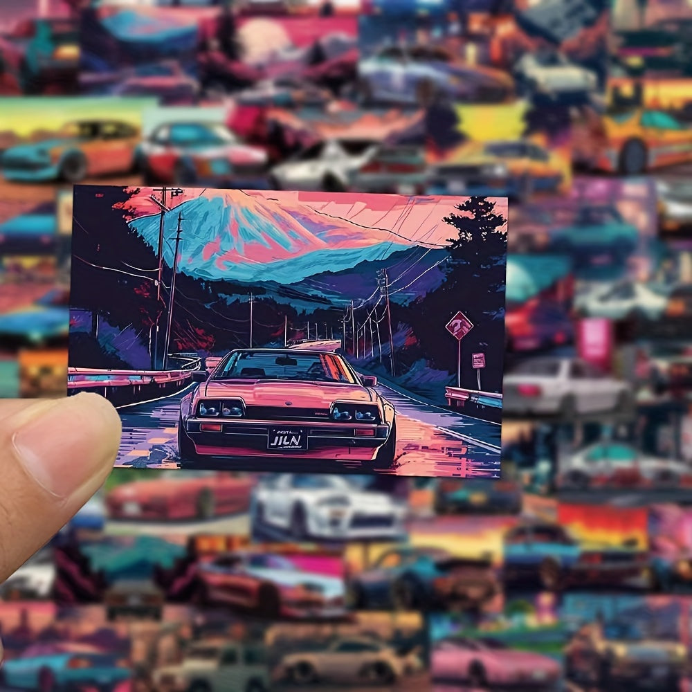 50 Pegatinas retro de coches de carreras japoneses