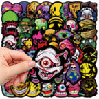 50 pegatinas góticas con muecas, memes lindos y divertidos, impermeables.