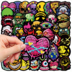 50 pegatinas góticas con muecas, memes lindos y divertidos, impermeables.