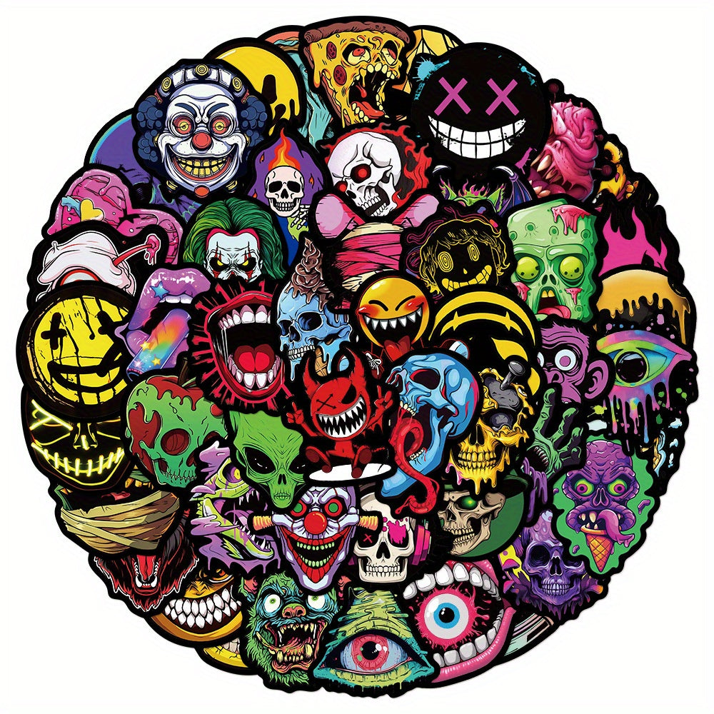 50 pegatinas góticas con muecas, memes lindos y divertidos, impermeables.