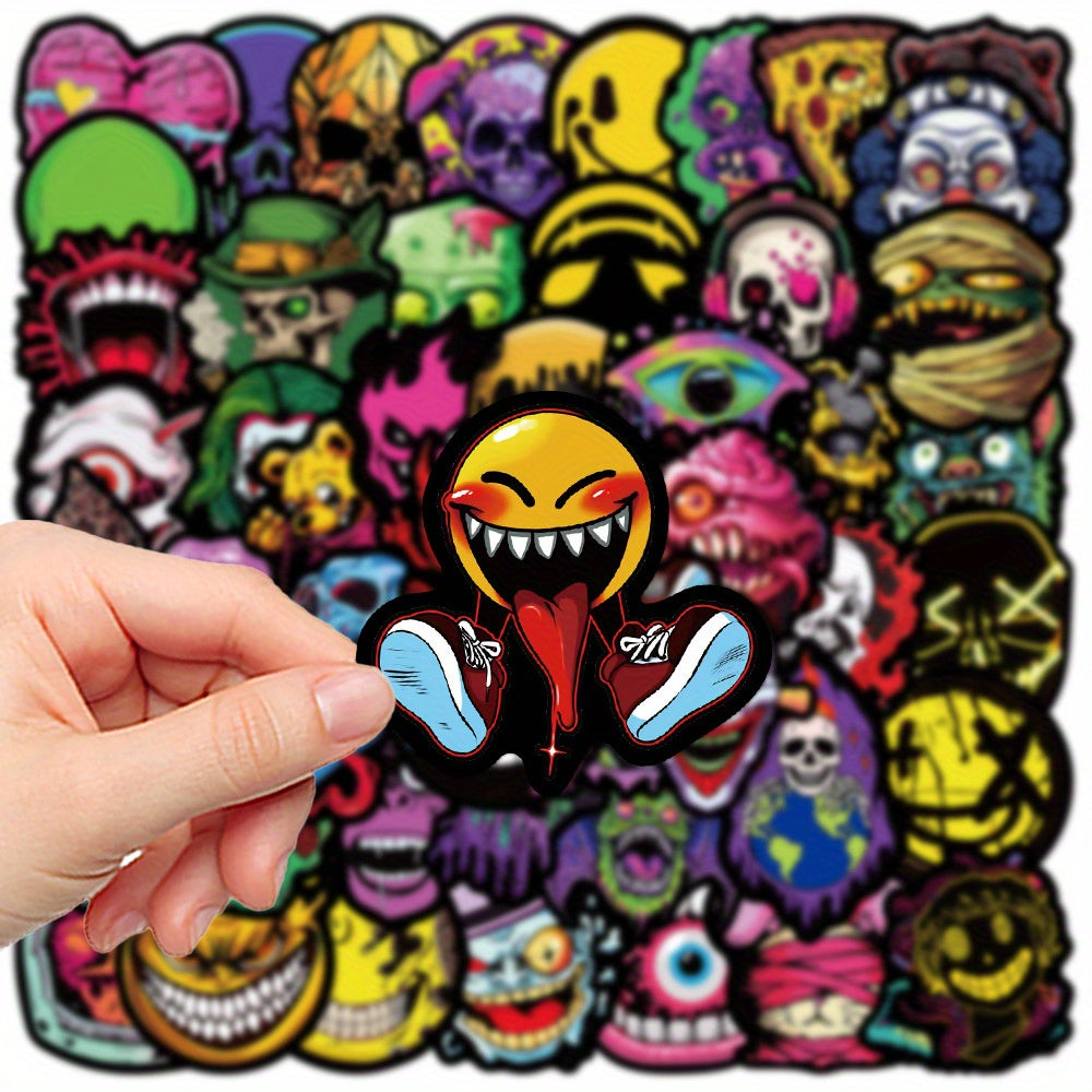 50 pegatinas góticas con muecas, memes lindos y divertidos, impermeables.