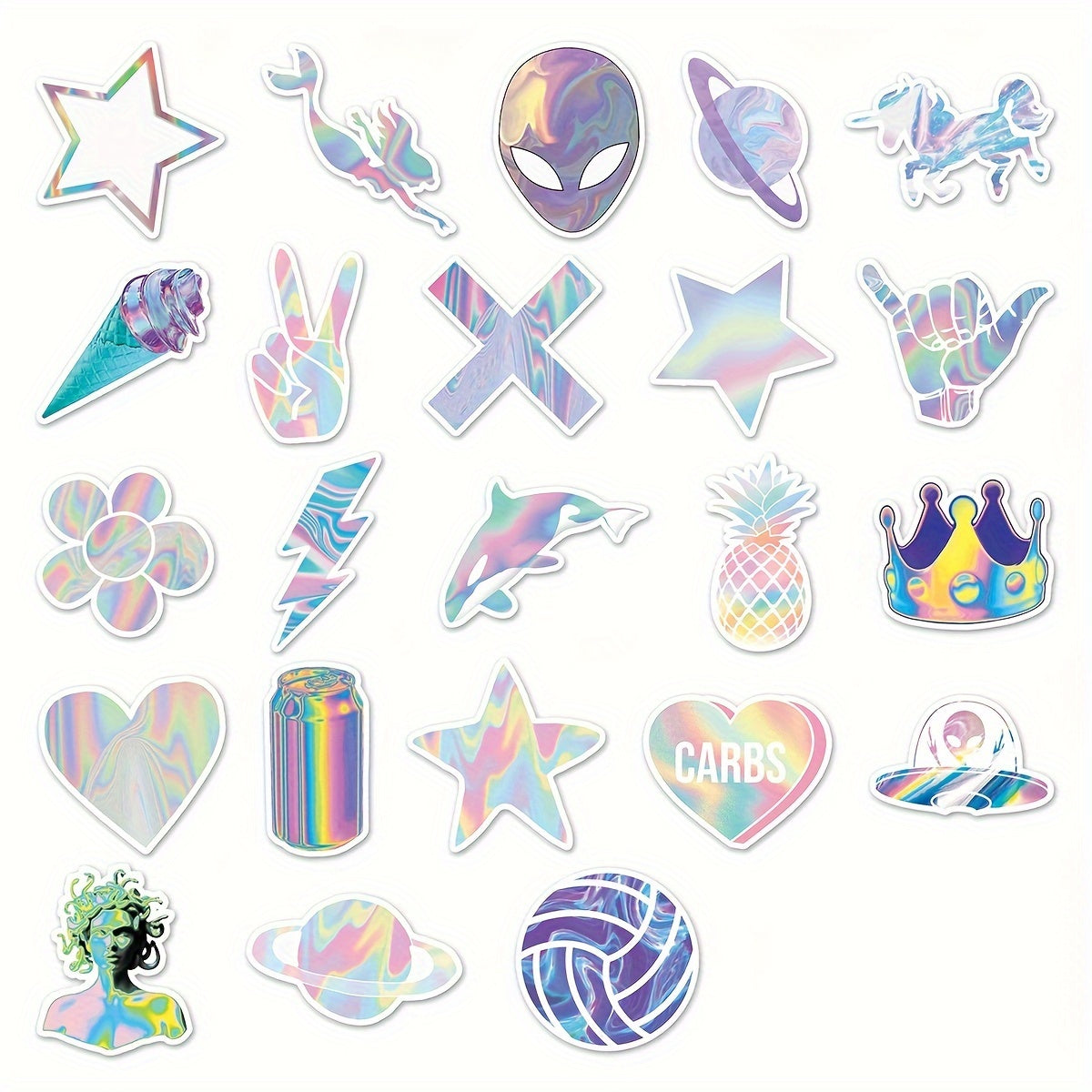 50 Pegatinas Holográficas de estilos variados