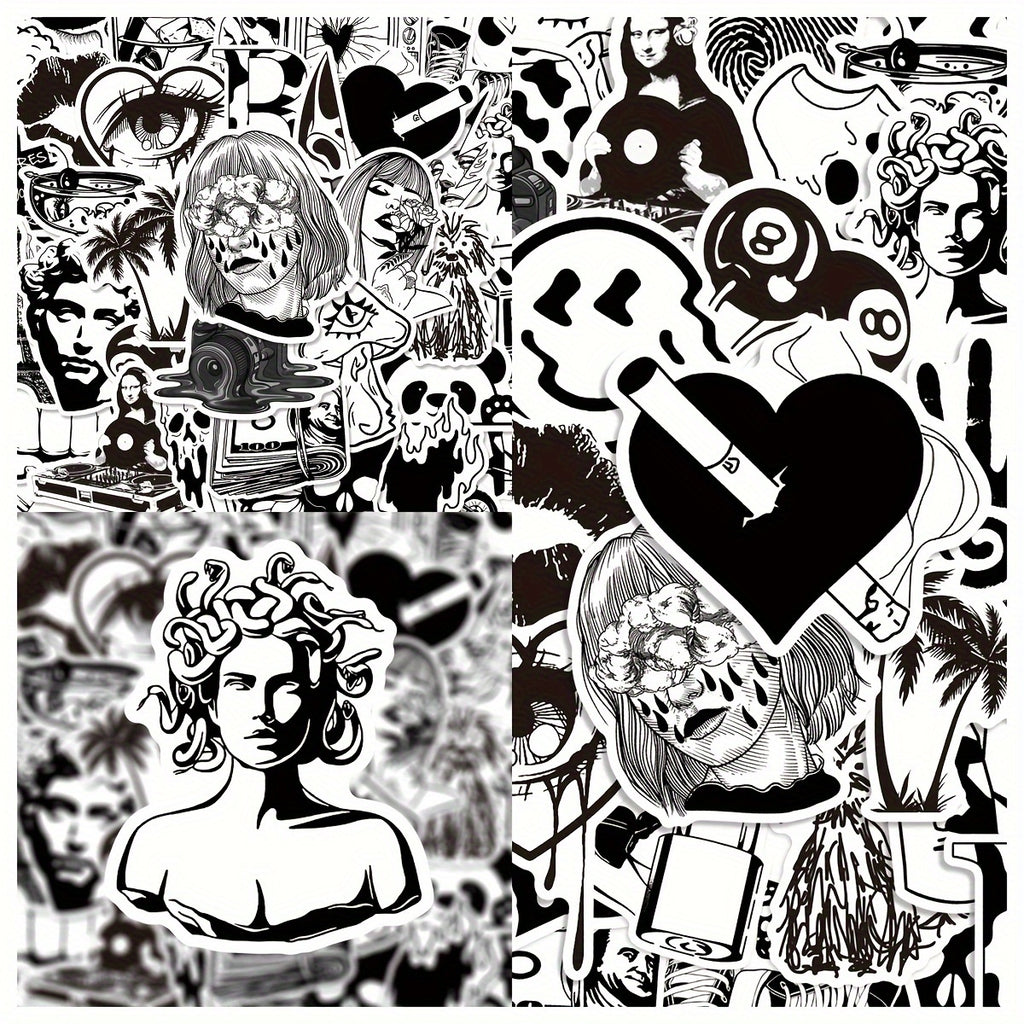 50 Pegatinas artisticas en blanco y negro