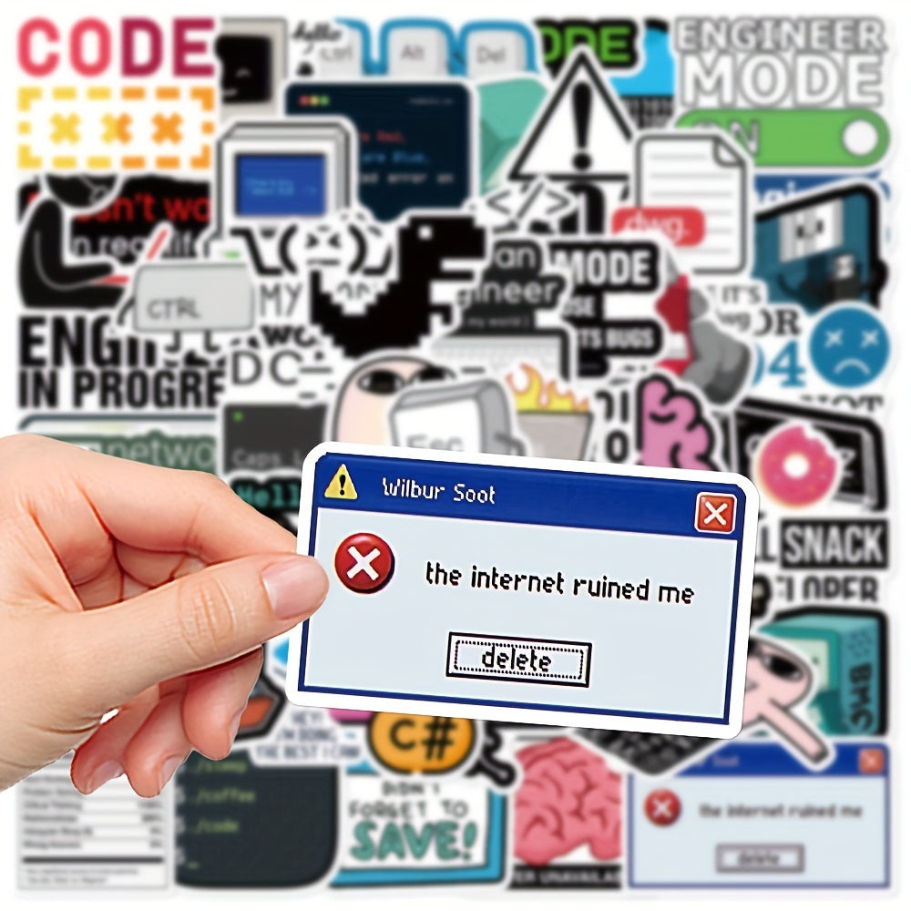 50 pegatinas de programación tipo caricatura
