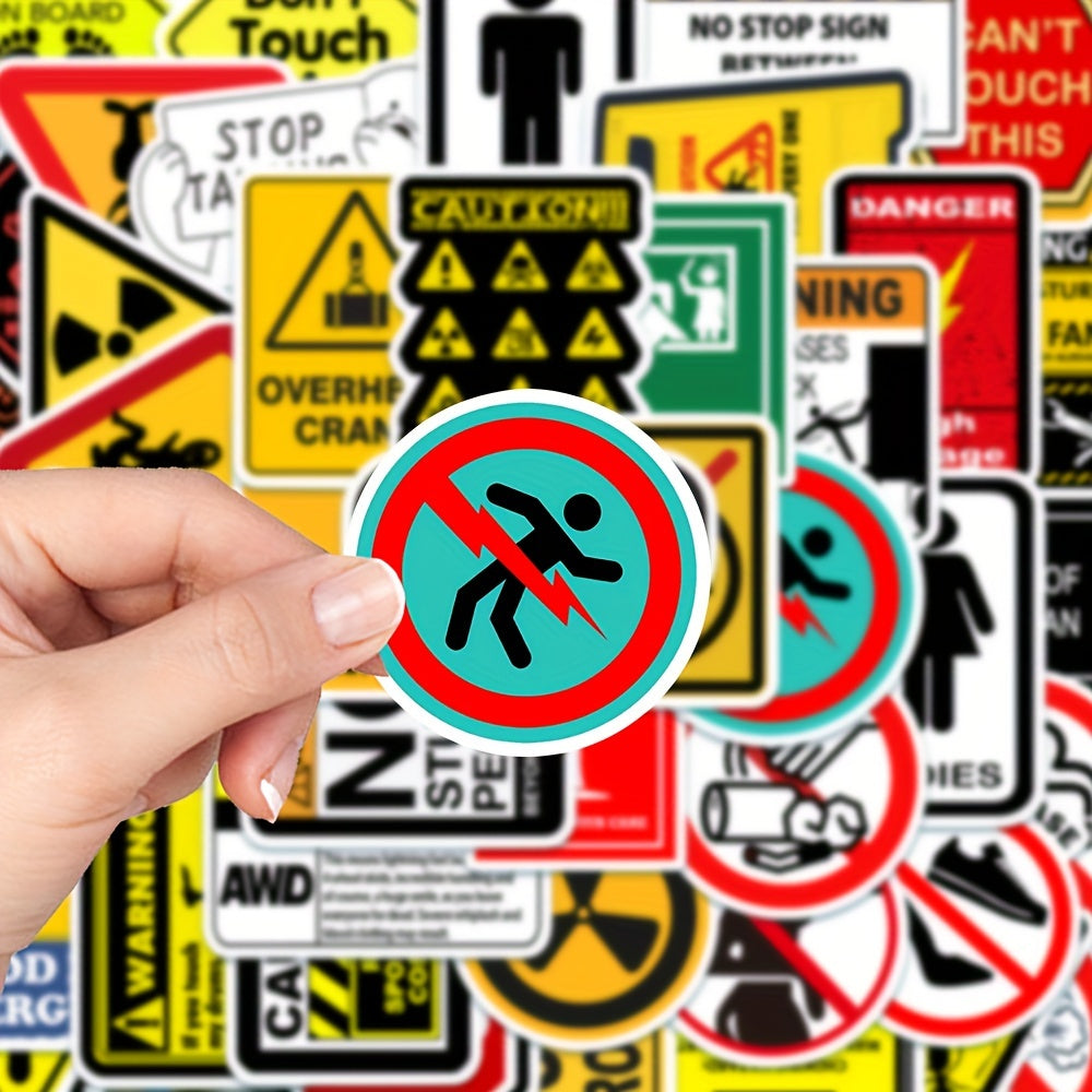 50 pegatinas de advertencia, calcomanías tipo caricatura