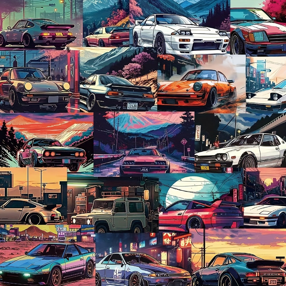 50 Pegatinas retro de coches de carreras japoneses
