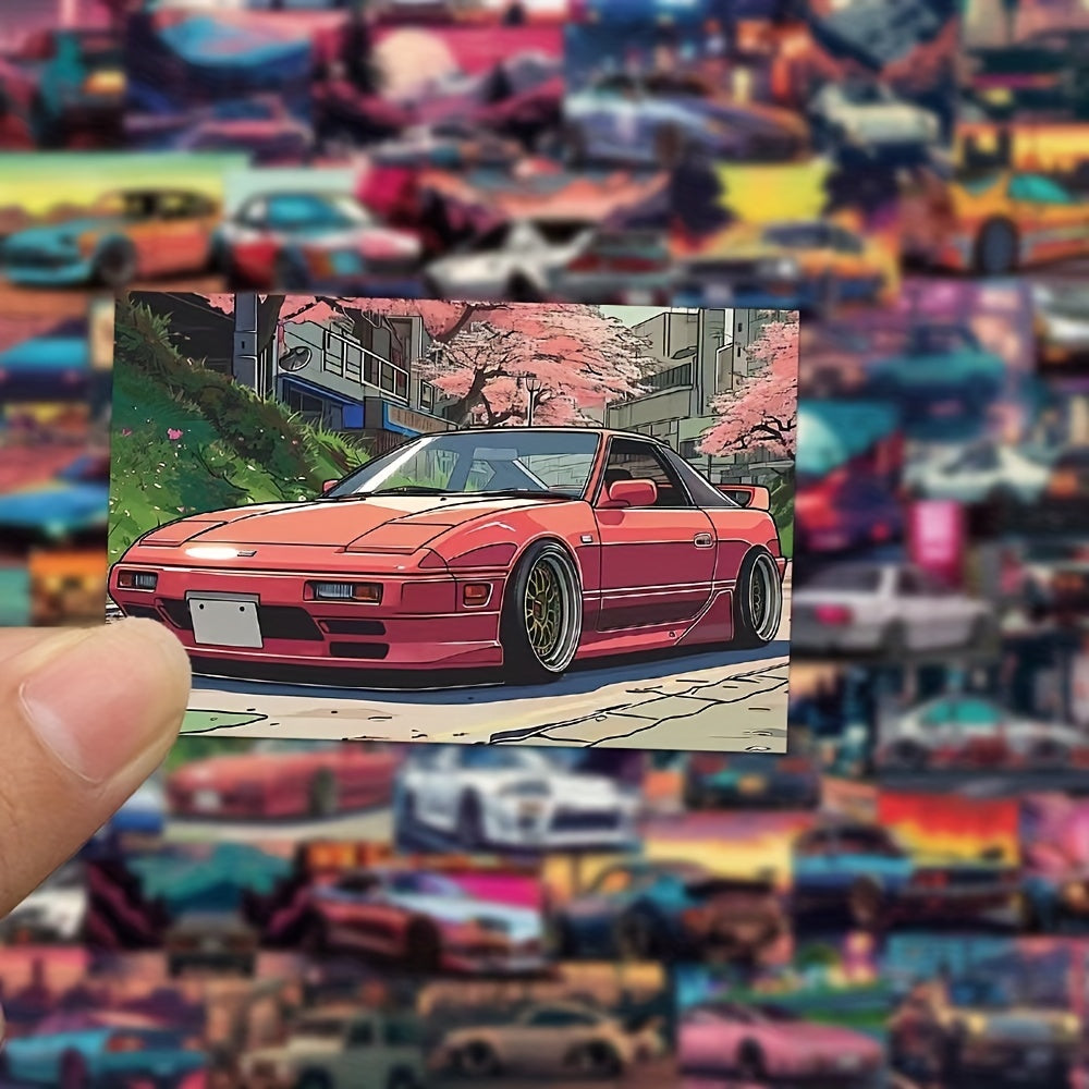 50 Pegatinas retro de coches de carreras japoneses