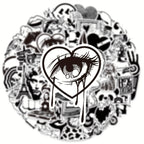 50 Pegatinas artisticas en blanco y negro