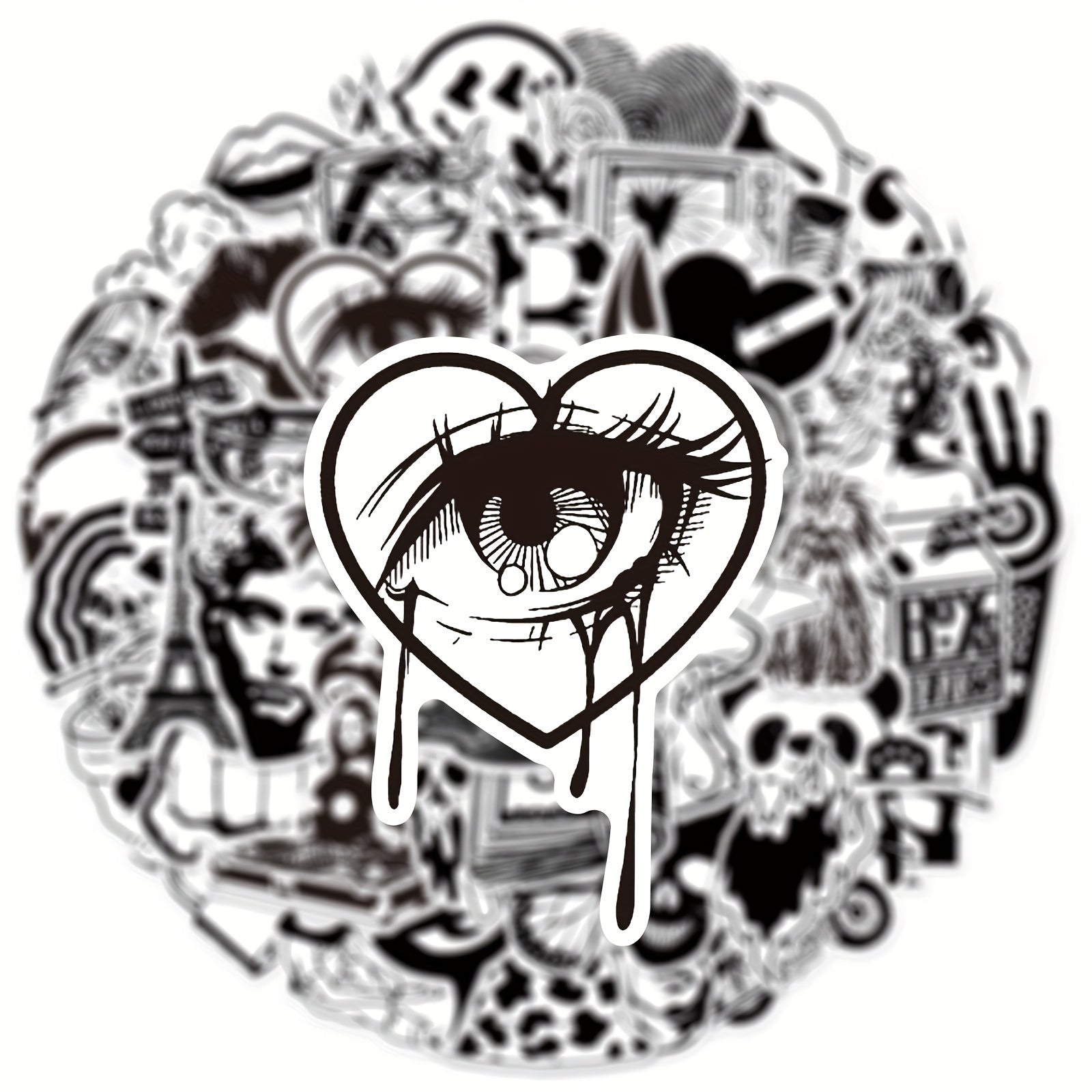 50 Pegatinas artisticas en blanco y negro