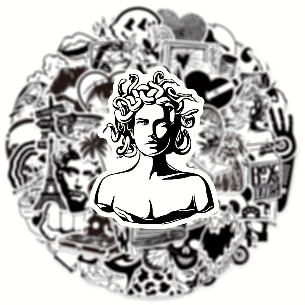 50 Pegatinas artisticas en blanco y negro