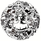 50 Pegatinas artisticas en blanco y negro