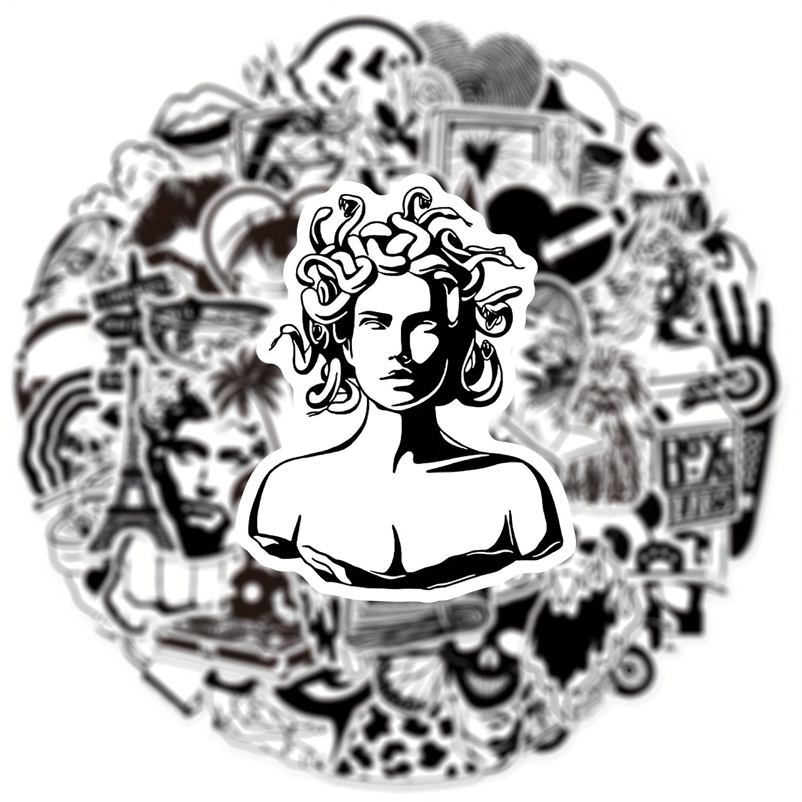 50 Pegatinas artisticas en blanco y negro
