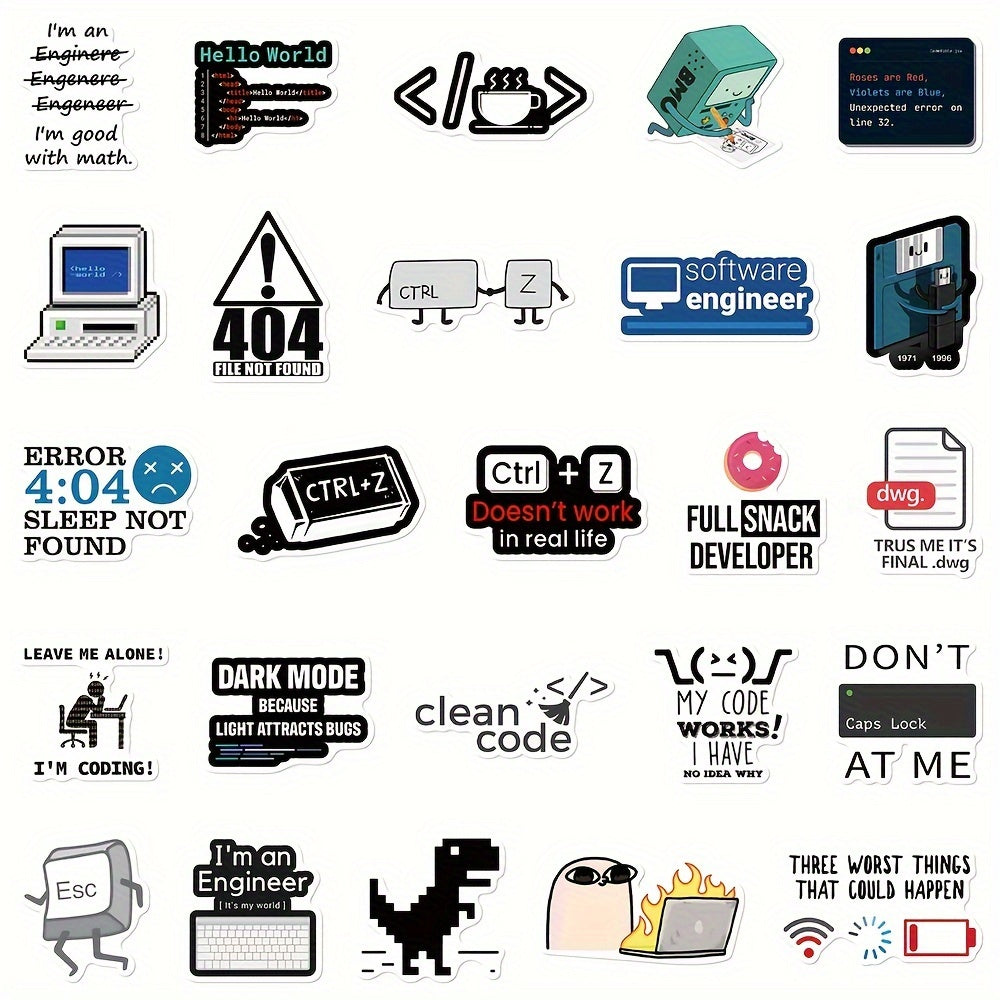 50 pegatinas de programación tipo caricatura