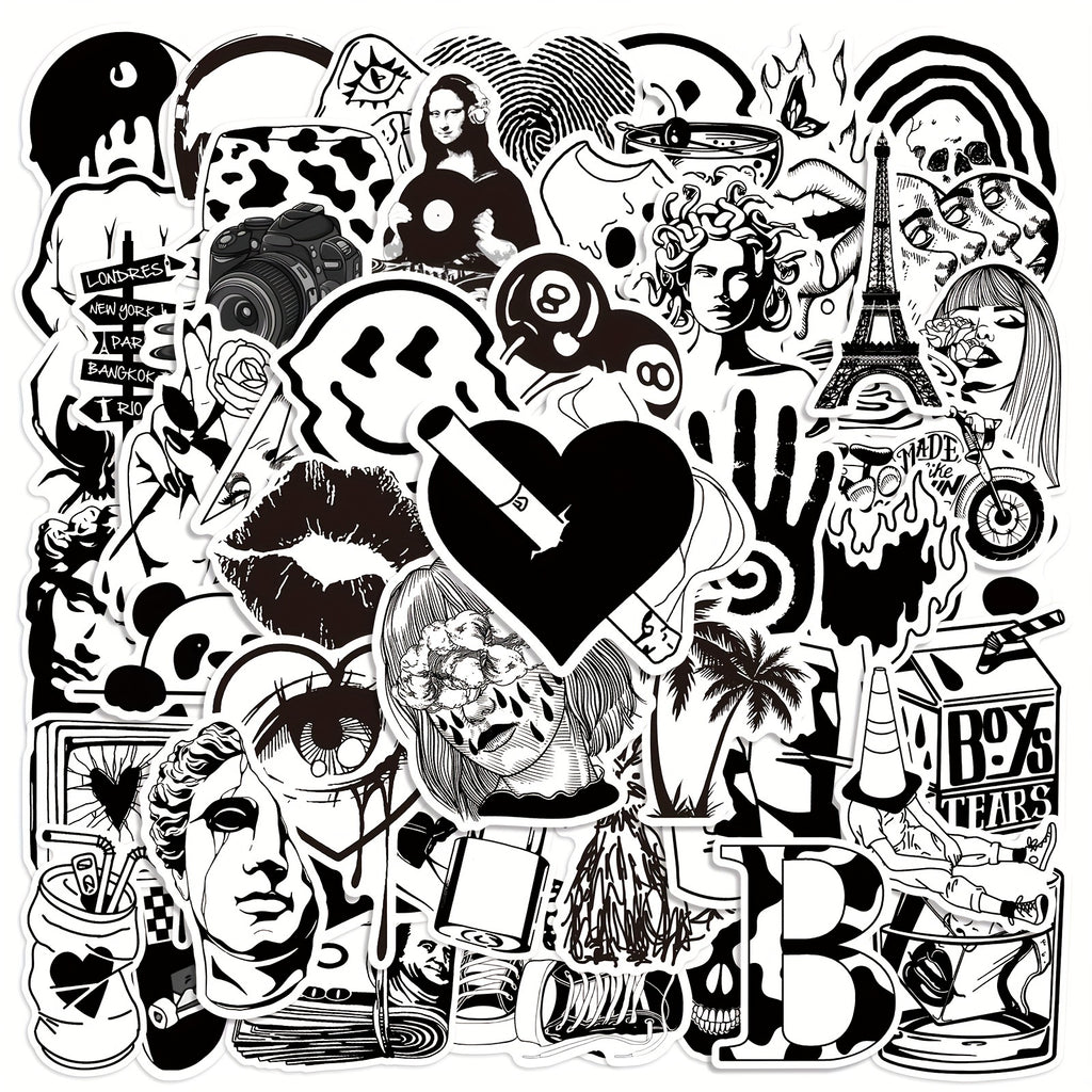 50 Pegatinas artisticas en blanco y negro