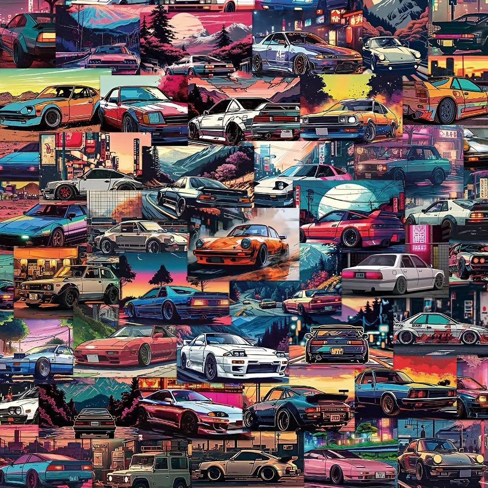 50 Pegatinas retro de coches de carreras japoneses