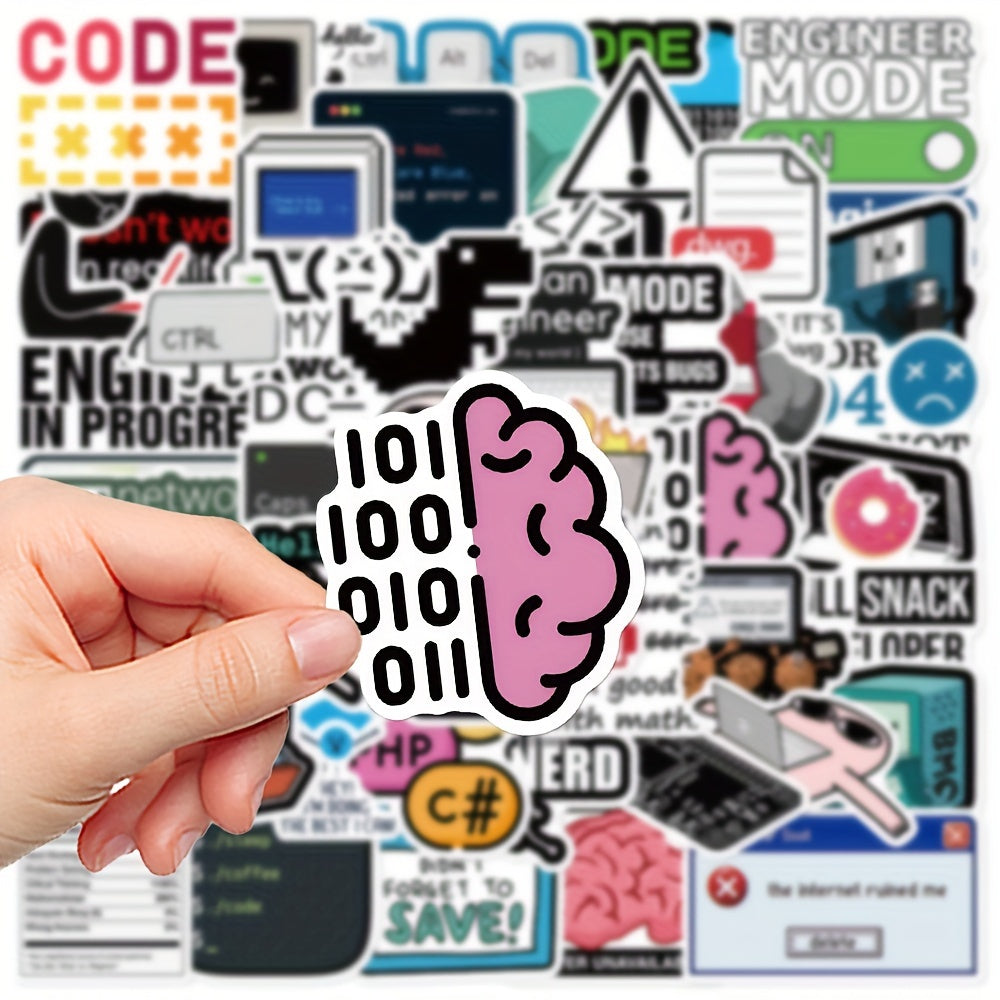50 pegatinas de programación tipo caricatura