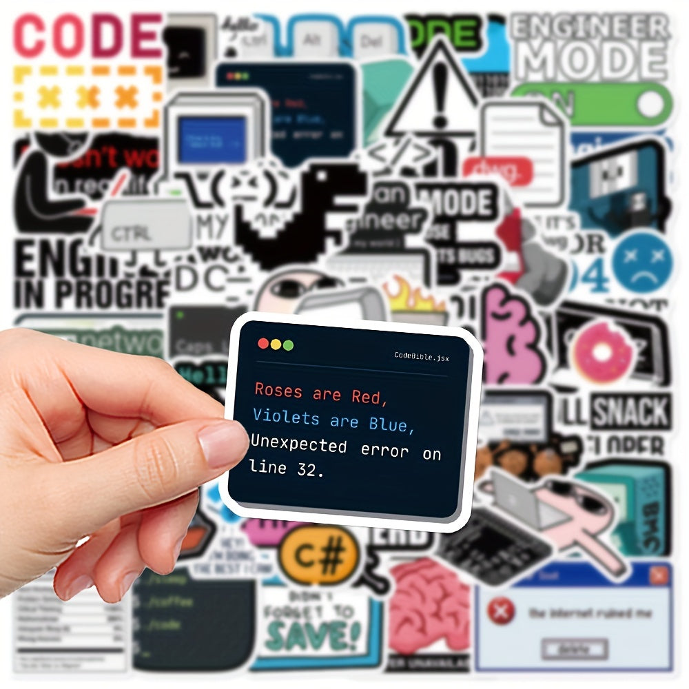 50 pegatinas de programación tipo caricatura