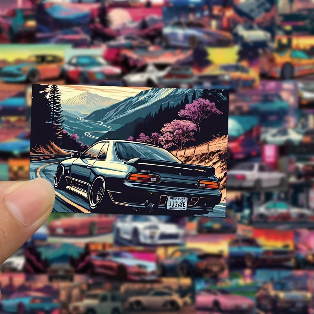 50 Pegatinas retro de coches de carreras japoneses