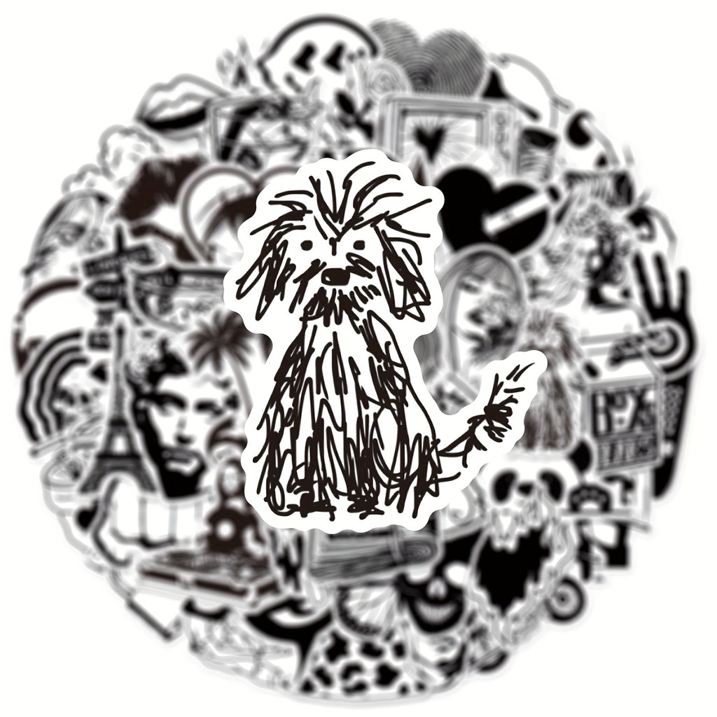 50 Pegatinas artisticas en blanco y negro