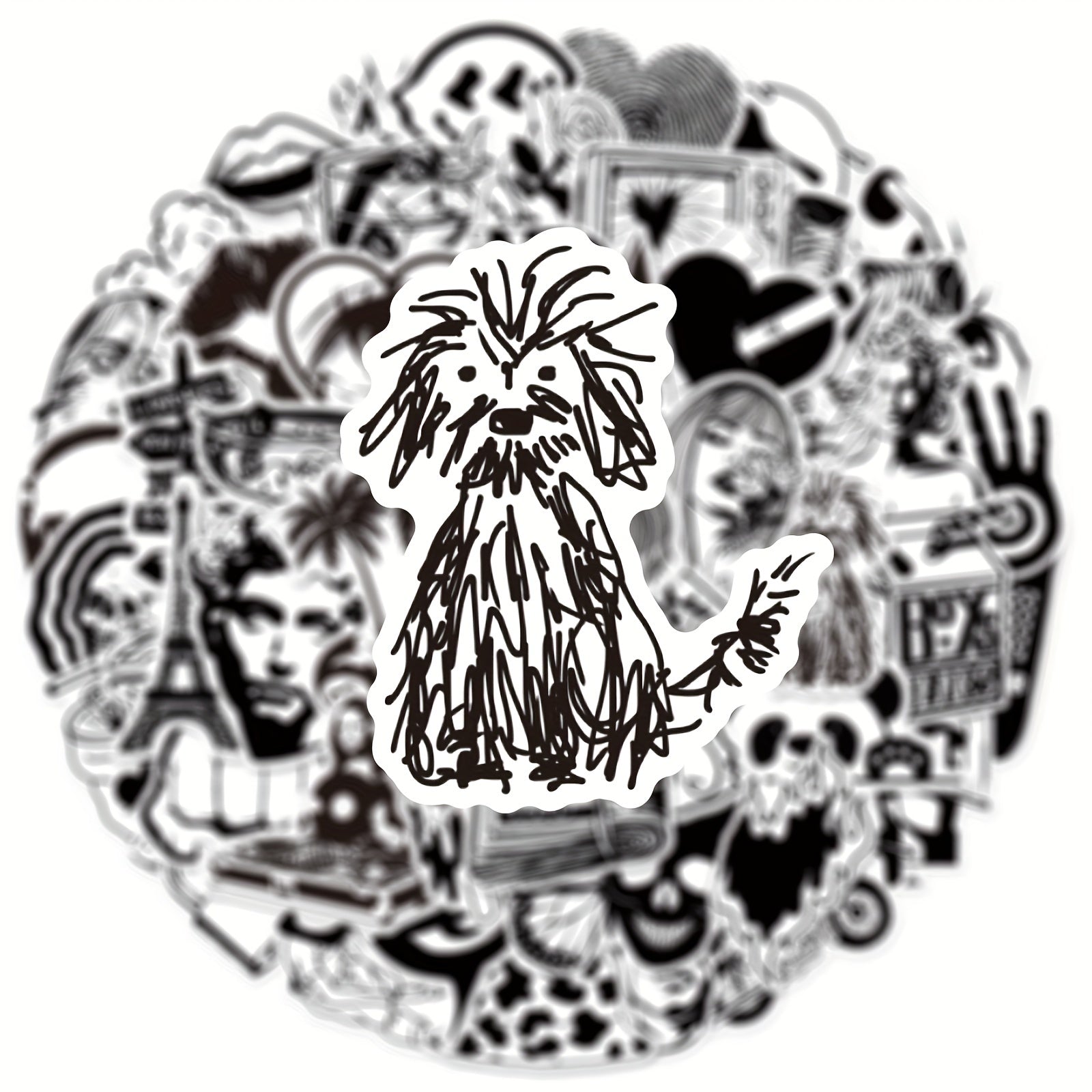 50 Pegatinas artisticas en blanco y negro