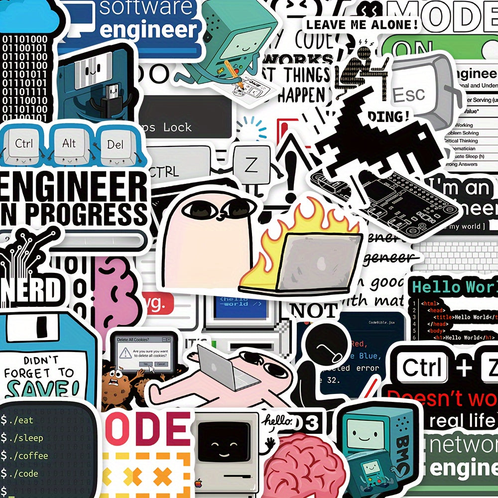 50 pegatinas de programación tipo caricatura