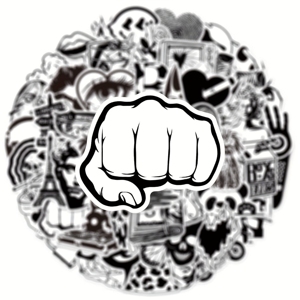 50 Pegatinas artisticas en blanco y negro
