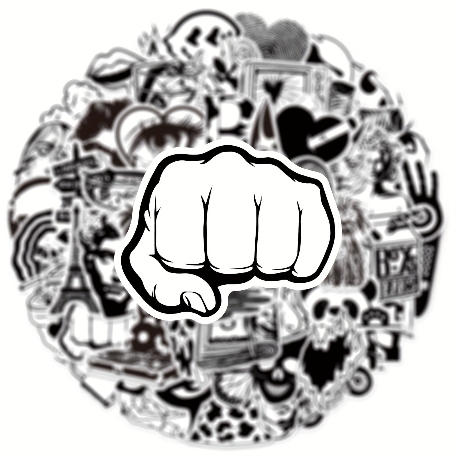 50 Pegatinas artisticas en blanco y negro