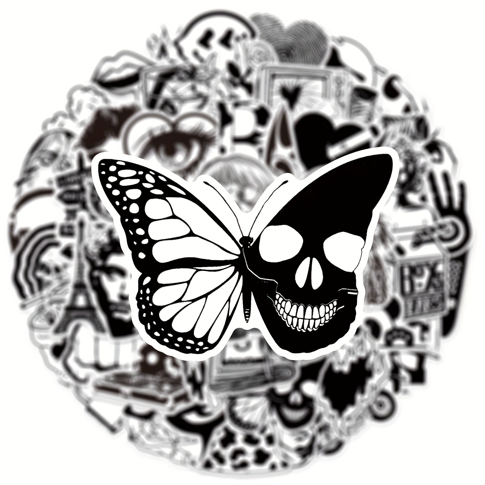 50 Pegatinas artisticas en blanco y negro