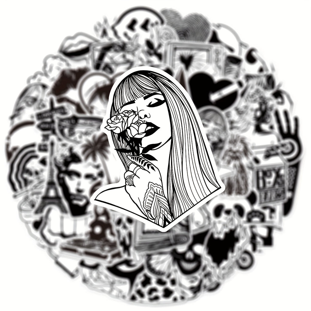 50 Pegatinas artisticas en blanco y negro