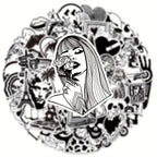 50 Pegatinas artisticas en blanco y negro