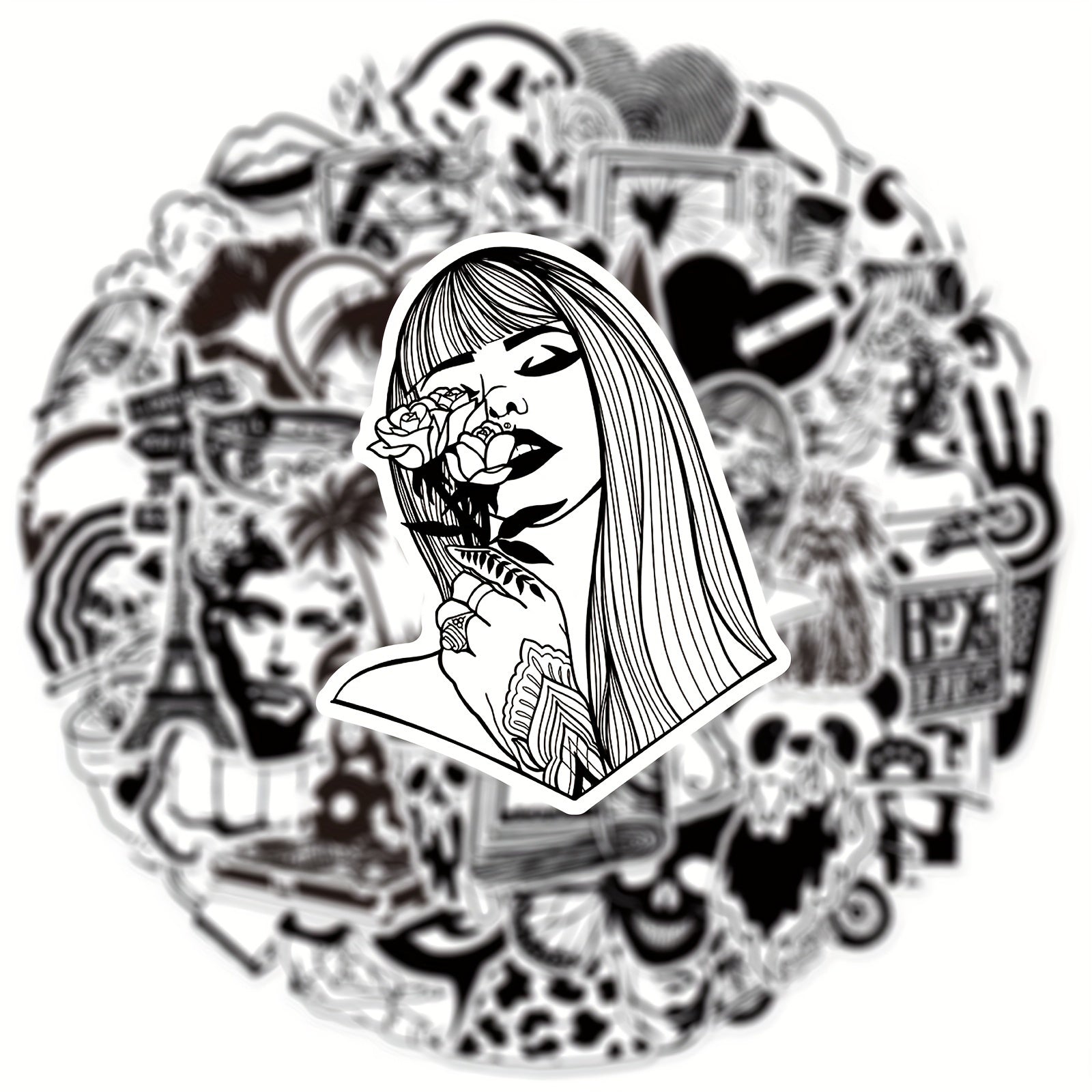 50 Pegatinas artisticas en blanco y negro