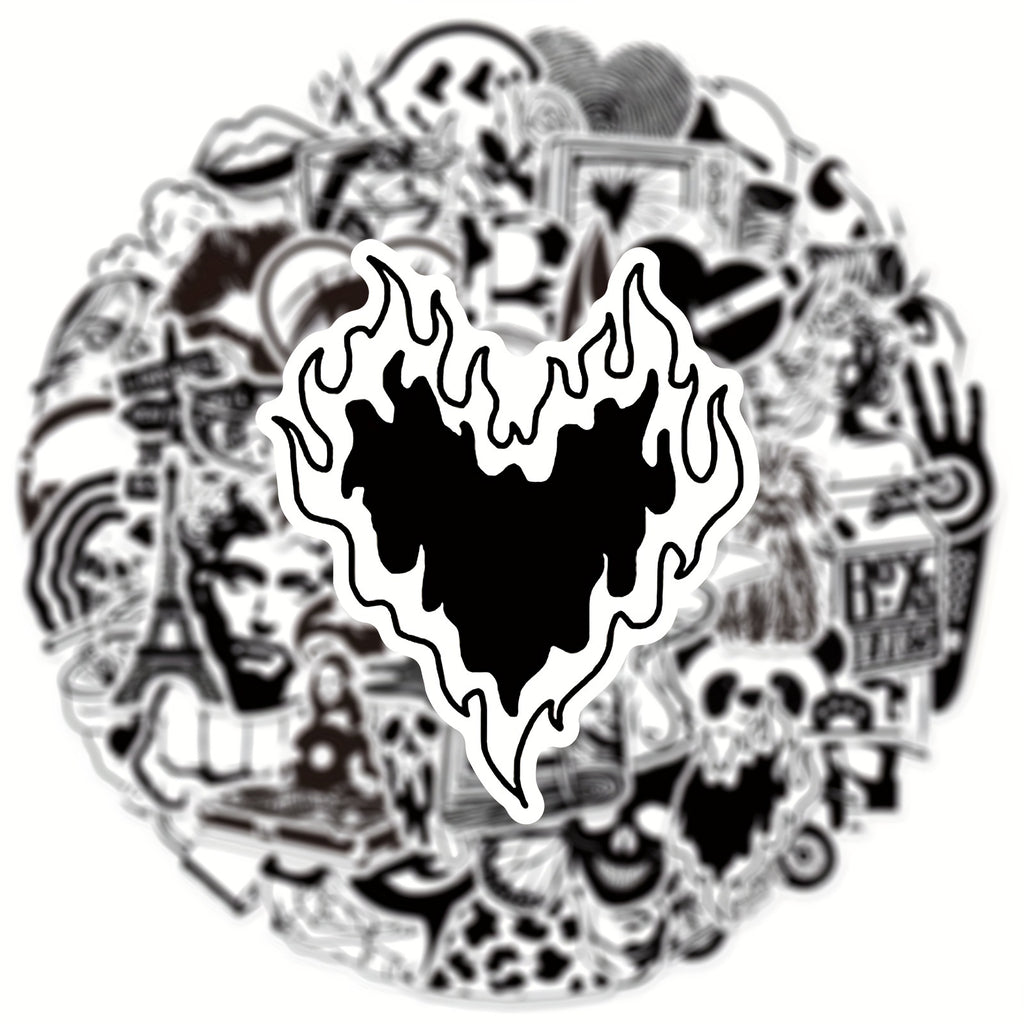 50 Pegatinas artisticas en blanco y negro