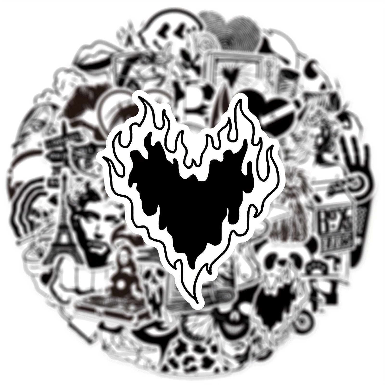 50 Pegatinas artisticas en blanco y negro